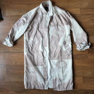 Unisex Lightweight Long Coat in Beige and White